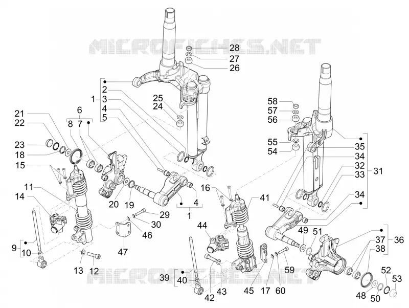 Fork's components (Mingxing) PIAGGIO PIAGGIO-SCOOTER 300 MP3 2017  MP3 ie E4 LT BUSINESS - SPORT ABS