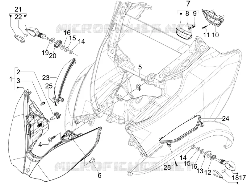 Front headlamps - Turn signal lamps PIAGGIO PIAGGIO-SCOOTER 300 MP3 2013  MP3 ie LT - Sport