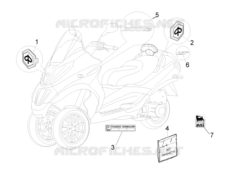 Plates - Emblems PIAGGIO PIAGGIO-SCOOTER 300 MP3 2010  MP3 ie LT - Sport