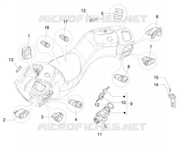Selectors - Switches - Buttons PIAGGIO PIAGGIO-SCOOTER 300 MP3 2009  MP3 ie LT - Sport