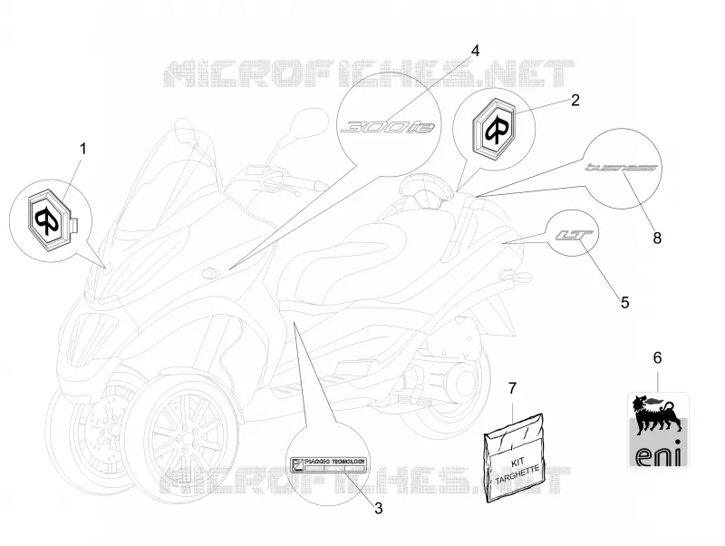 Plates - Emblems PIAGGIO PIAGGIO-SCOOTER 300 MP3 2012  MP3 ie LT Touring