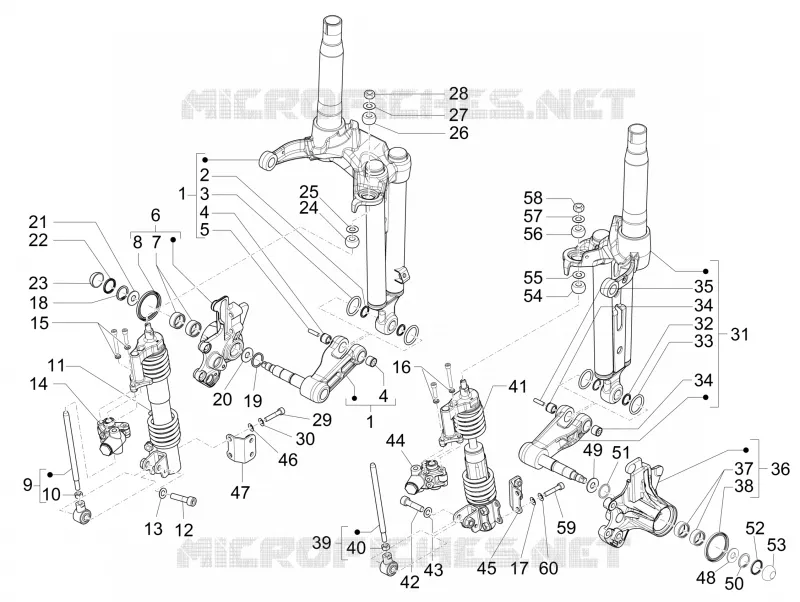 Fork's components (Mingxing) PIAGGIO PIAGGIO-SCOOTER 300 MP3 2016  MP3 LT ENJOY