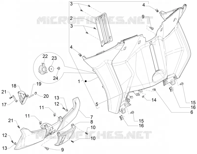 Front glove-box - Knee-guard panel PIAGGIO PIAGGIO-SCOOTER 300 MP3 2016  MP3 LT ENJOY