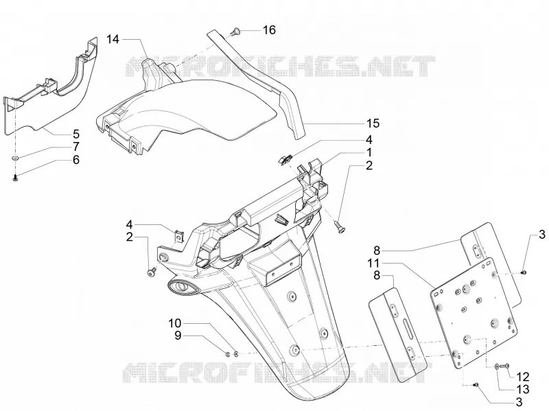 Rear cover - Splash guard PIAGGIO PIAGGIO-SCOOTER 300 MP3 2014  MP3 LT BUSINESS - SPORT ABS
