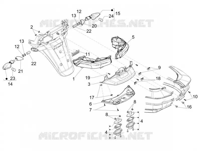 Rear headlamps - Turn signal lamps PIAGGIO PIAGGIO-SCOOTER 300 MP3 2015  MP3 LT BUSINESS - SPORT ABS