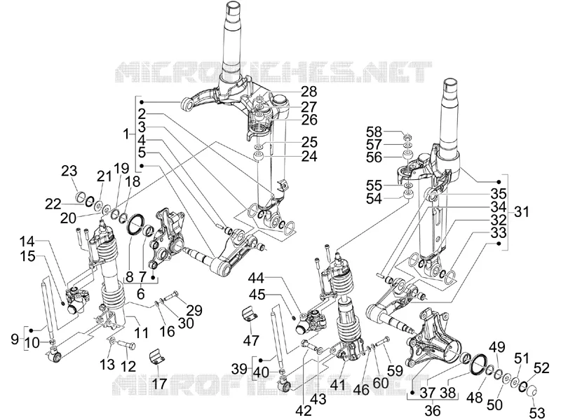 Fork's components (Mingxing) PIAGGIO PIAGGIO-SCOOTER 400 MP3 2008  MP3 ie