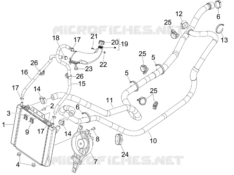 Cooling system PIAGGIO PIAGGIO-SCOOTER 400 MP3 2009  MP3 ie LT - Sport