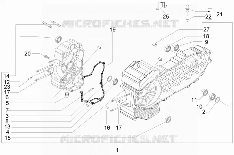 Crankcase PIAGGIO PIAGGIO-SCOOTER 400 MP3 2009  MP3 ie LT - Sport