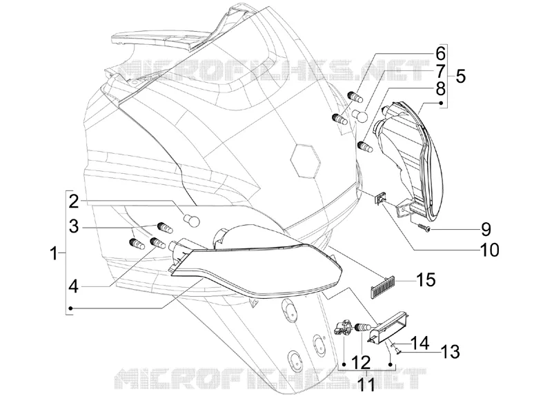 Rear headlamps - Turn signal lamps PIAGGIO PIAGGIO-SCOOTER 400 MP3 2009  MP3 ie MIC