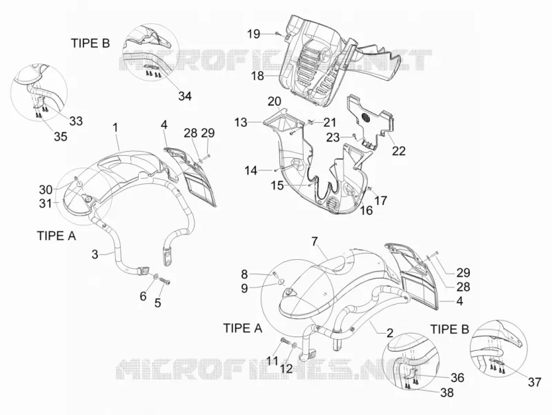 Wheel huosing - Mudguard PIAGGIO PIAGGIO-SCOOTER 400 MP3 2009  MP3 ie MIC