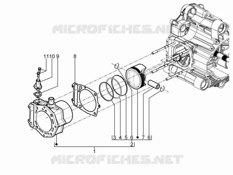 Cylinder-piston-wrist pin unit PIAGGIO PIAGGIO-SCOOTER 500 MP3 2010  MP3 Tourer