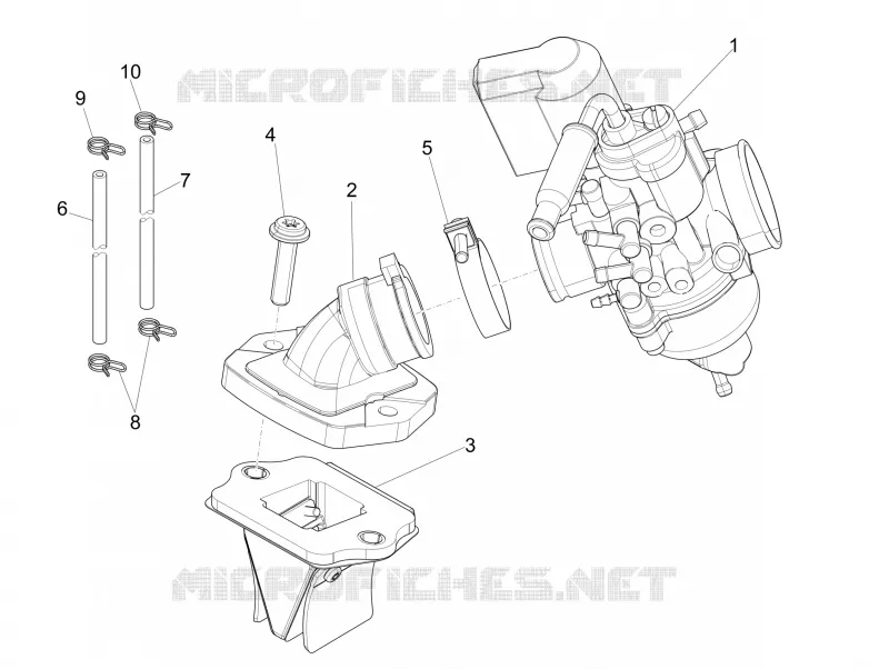 Carburettor, assembly - Union pipe PIAGGIO PIAGGIO-SCOOTER 50 NRG 2014  NRG Power DD