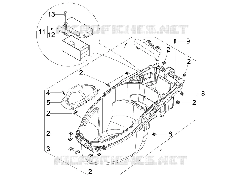 Helmet huosing - Undersaddle PIAGGIO PIAGGIO-SCOOTER 50 NRG 2014  NRG Power DD