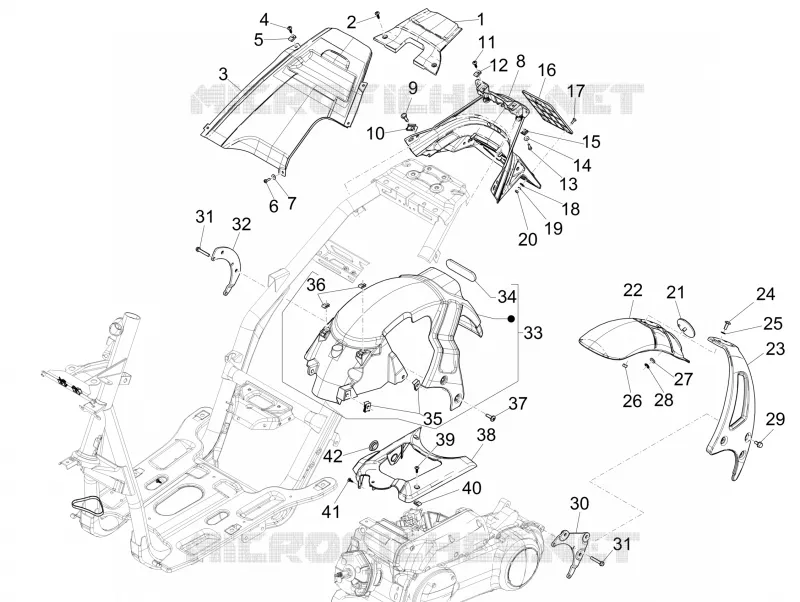 Rear cover - Splash guard PIAGGIO PIAGGIO-SCOOTER 50 NRG 2011  NRG Power DD