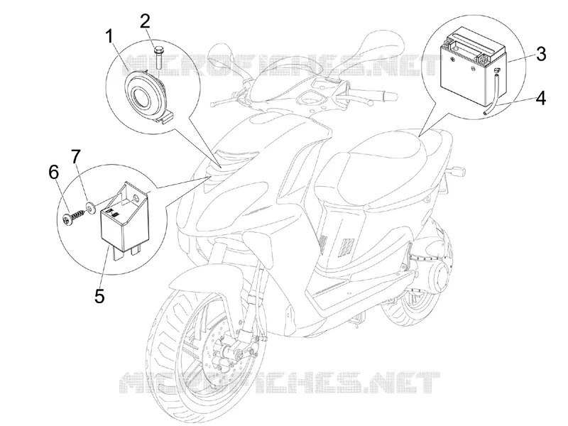 Remote control switches - Battery - Horn PIAGGIO PIAGGIO-SCOOTER 50 NRG 2011  NRG Power DD H2O