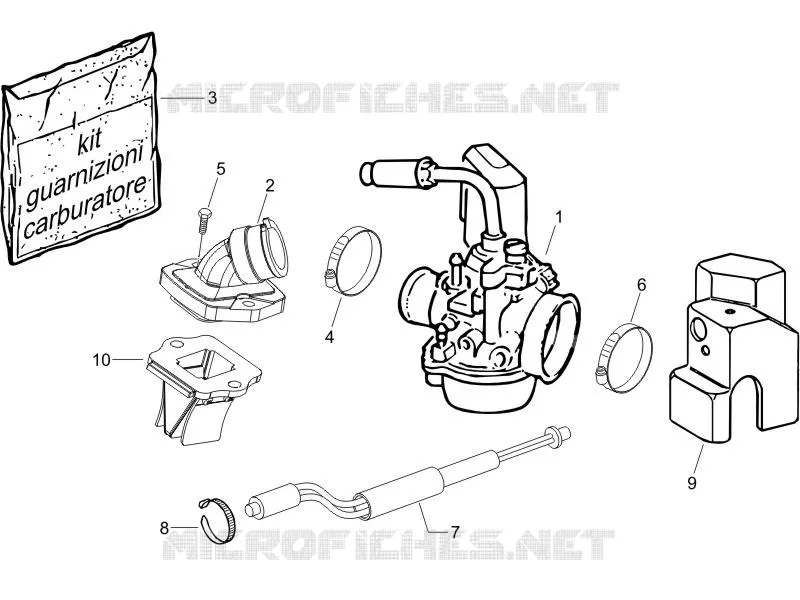 Carburettor, assembly - Union pipe PIAGGIO PIAGGIO-SCOOTER 50 NRG 2005  NRG Power DT