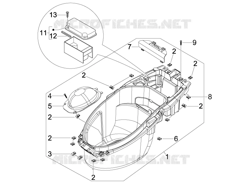 Helmet huosing - Undersaddle PIAGGIO PIAGGIO-SCOOTER 50 NRG 2009  NRG Power DT Serie Speciale