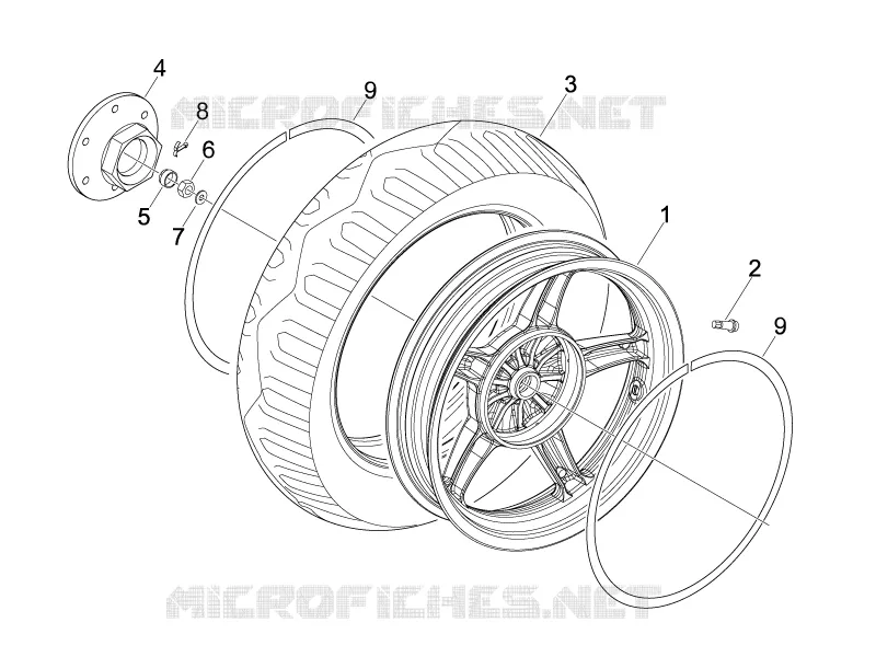Rear wheel PIAGGIO PIAGGIO-SCOOTER 50 NRG 2009  NRG Power DT Serie Speciale