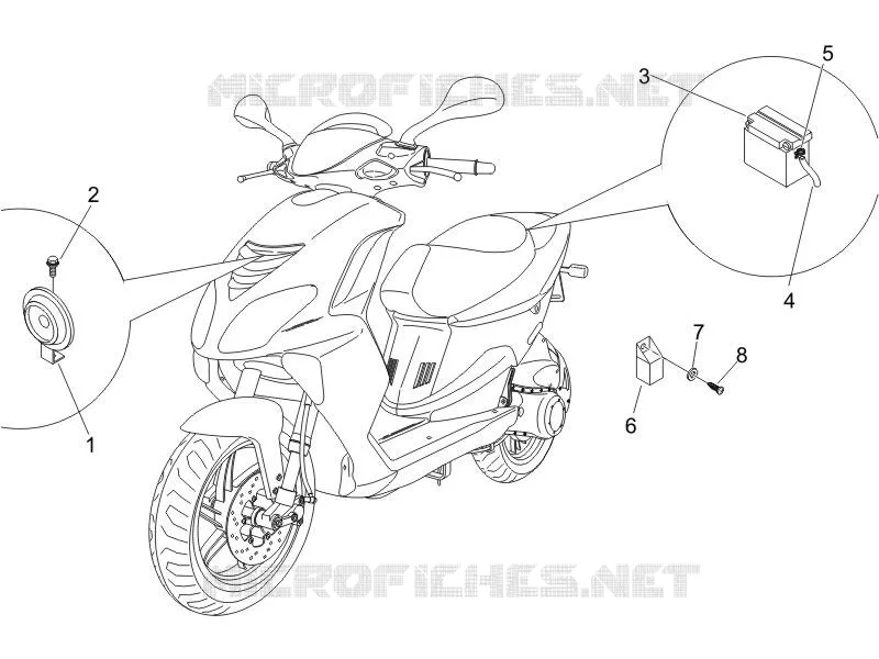 Remote control switches - Battery - Horn PIAGGIO PIAGGIO-SCOOTER 50 NRG 2007  NRG Power Pure Jet