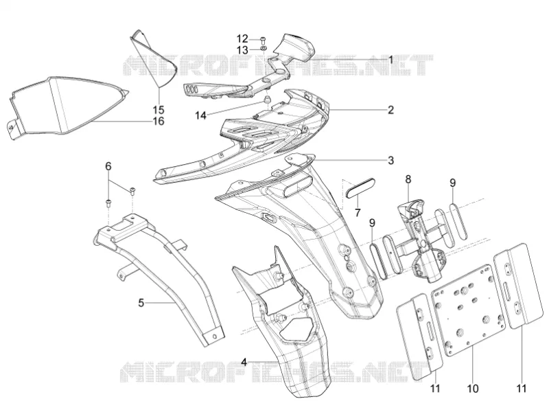 Rear cover - Splash guard PIAGGIO PIAGGIO-SCOOTER 125 TYPHOON 2014  Typhoon 4T 2V Euro 3