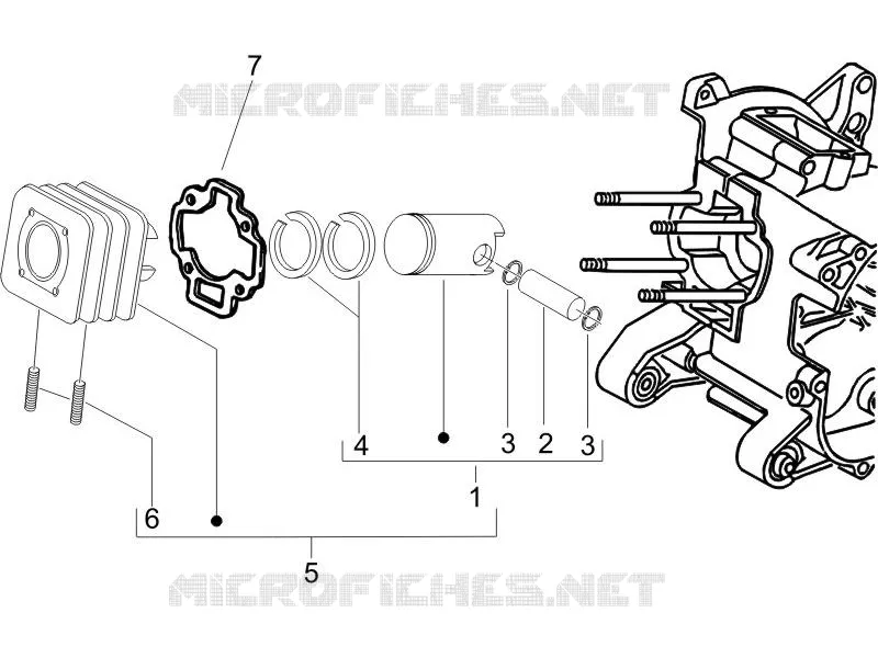 Cylinder-piston-wrist pin unit PIAGGIO PIAGGIO-SCOOTER 50 TYPHOON 2008  Typhoon