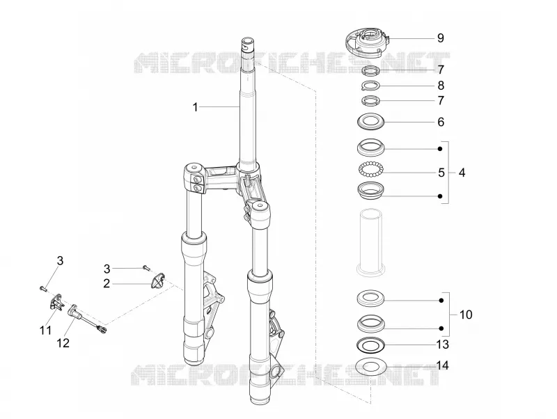 Fork/steering tube - Steering bearing unit PIAGGIO PIAGGIO-SCOOTER 125 X10 2015  X10 4T 4V I.E. E3