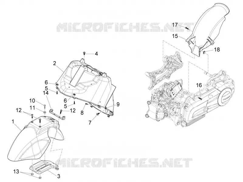 Wheel huosing - Mudguard PIAGGIO PIAGGIO-SCOOTER 125 X10 2014  X10 4T 4V I.E. E3