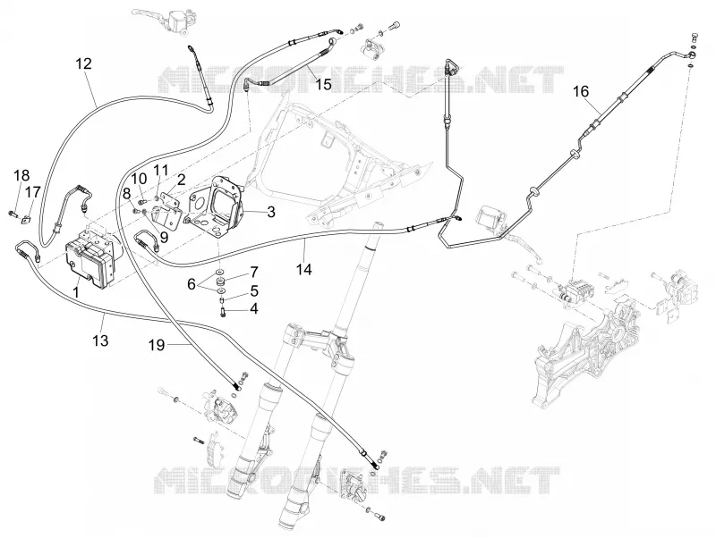 Brakes pipes - Calipers (ABS) PIAGGIO PIAGGIO-SCOOTER 350 X10 2012  X10 4T 4V I.E. E3