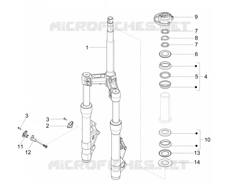 Fork/steering tube - Steering bearing unit PIAGGIO PIAGGIO-SCOOTER 350 X10 2012  X10 4T 4V I.E. E3