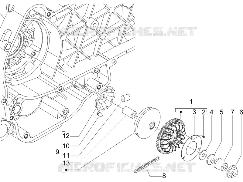 Driving pulley PIAGGIO PIAGGIO-SCOOTER 125 X8 2007  X8 Premium Euro 3