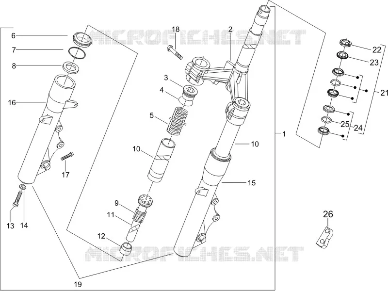 Fork/steering tube - Steering bearing unit PIAGGIO PIAGGIO-SCOOTER 125 X8 2007  X8 Premium Euro 3