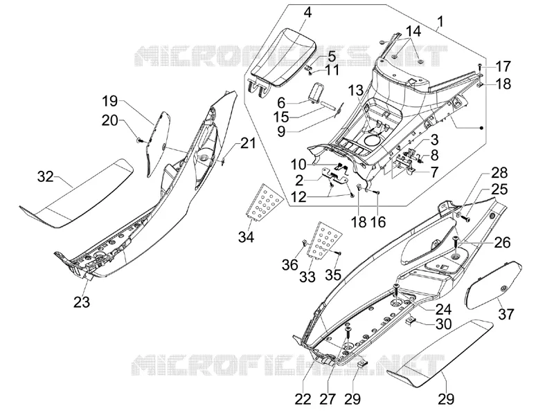Central cover - Footrests PIAGGIO PIAGGIO-SCOOTER 250 X8 2007  X8 ie