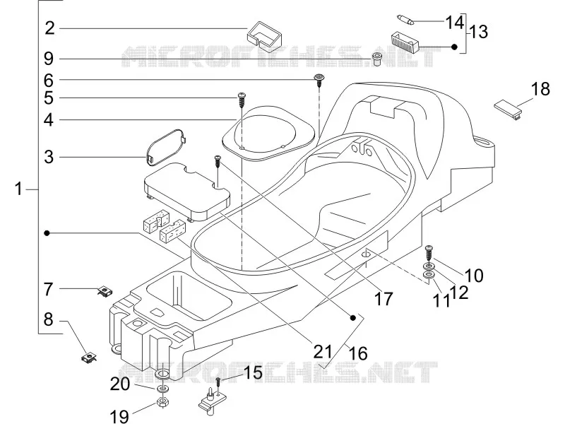 Helmet huosing - Undersaddle PIAGGIO PIAGGIO-SCOOTER 250 X8 2006  X8 ie