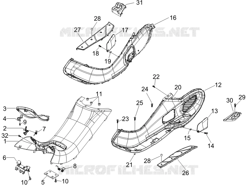 Central cover - Footrests PIAGGIO PIAGGIO-SCOOTER 400 X8 2007  X8 ie Euro 3