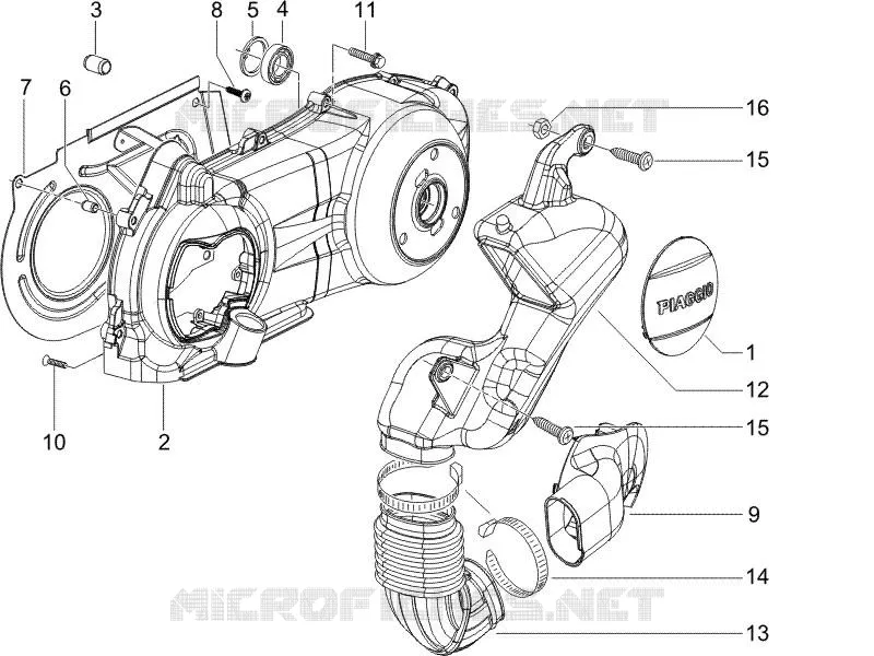 Crankcase cover - Crankcase cooling PIAGGIO PIAGGIO-SCOOTER 125 X9 2006  X9 Evolution powered