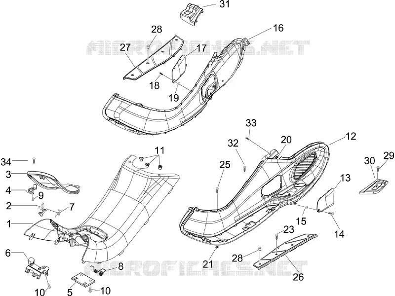 Central cover - Footrests PIAGGIO PIAGGIO-SCOOTER 500 X9 2007  X9 Evolution ABS