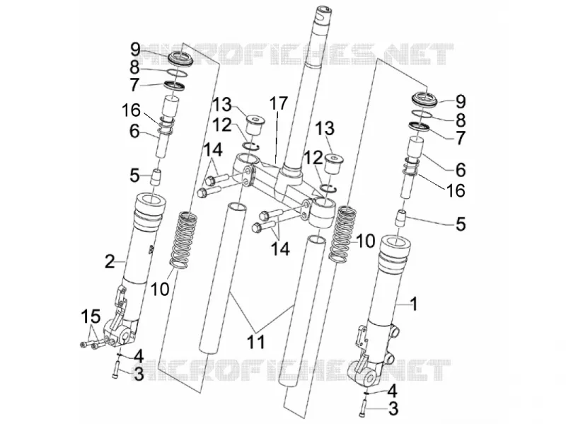 Fork's components (Kayaba) PIAGGIO PIAGGIO-SCOOTER 125 X-EVO 2010  X Evo Euro 3