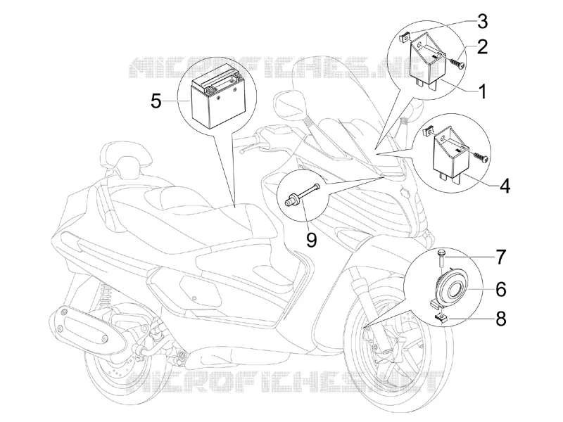 Remote control switches - Battery - Horn PIAGGIO PIAGGIO-SCOOTER 125 X-EVO 2008  X Evo Euro 3