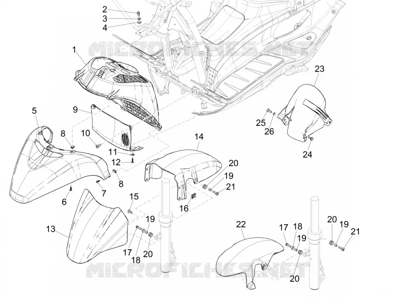 Wheel huosing - Mudguard PIAGGIO PIAGGIO-SCOOTER 125 X-EVO 2014  X Evo Euro 3