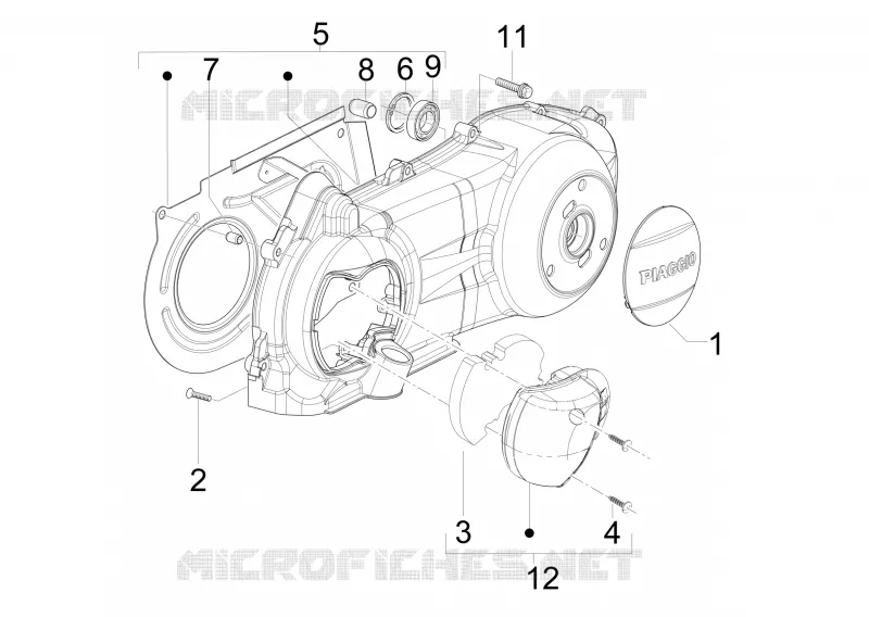 Crankcase cover - Crankcase cooling PIAGGIO PIAGGIO-SCOOTER 125 X-EVO 2012  X Evo Euro 3