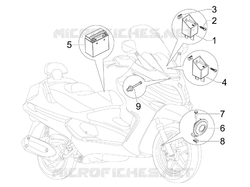 Remote control switches - Battery - Horn PIAGGIO PIAGGIO-SCOOTER 125 X-EVO 2008  X Evo Euro 3