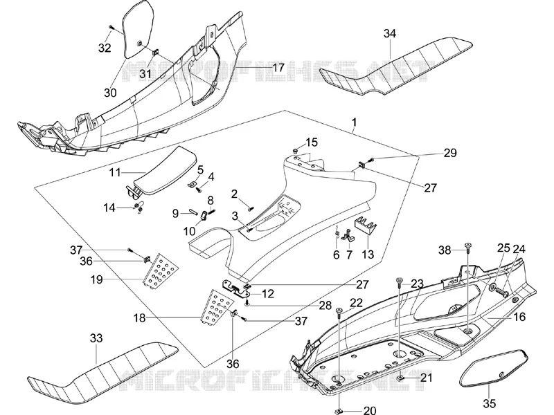 Central cover - Footrests PIAGGIO PIAGGIO-SCOOTER 250 X-EVO 2014  X Evo Euro 3