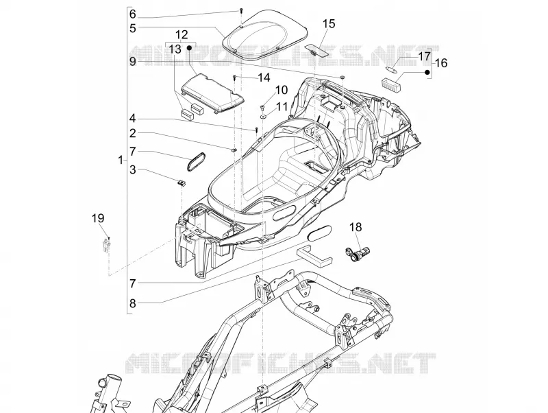 Helmet huosing - Undersaddle PIAGGIO PIAGGIO-SCOOTER 250 X-EVO 2011  X Evo Euro 3
