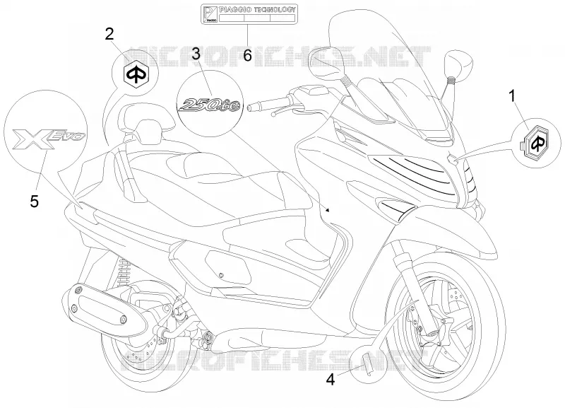 Plates - Emblems PIAGGIO PIAGGIO-SCOOTER 250 X-EVO 2010  X Evo Euro 3