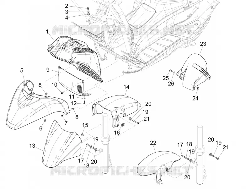 Wheel huosing - Mudguard PIAGGIO PIAGGIO-SCOOTER 250 X-EVO 2007  X Evo Euro 3