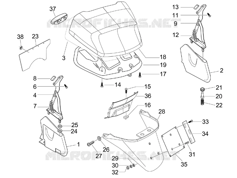 Rear cover - Splash guard PIAGGIO PIAGGIO-SCOOTER 400 X-EVO 2010  X Evo Euro 3