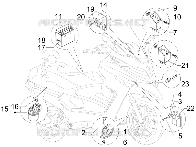 Remote control switches - Battery - Horn PIAGGIO PIAGGIO-SCOOTER 400 X-EVO 2011  X Evo Euro 3