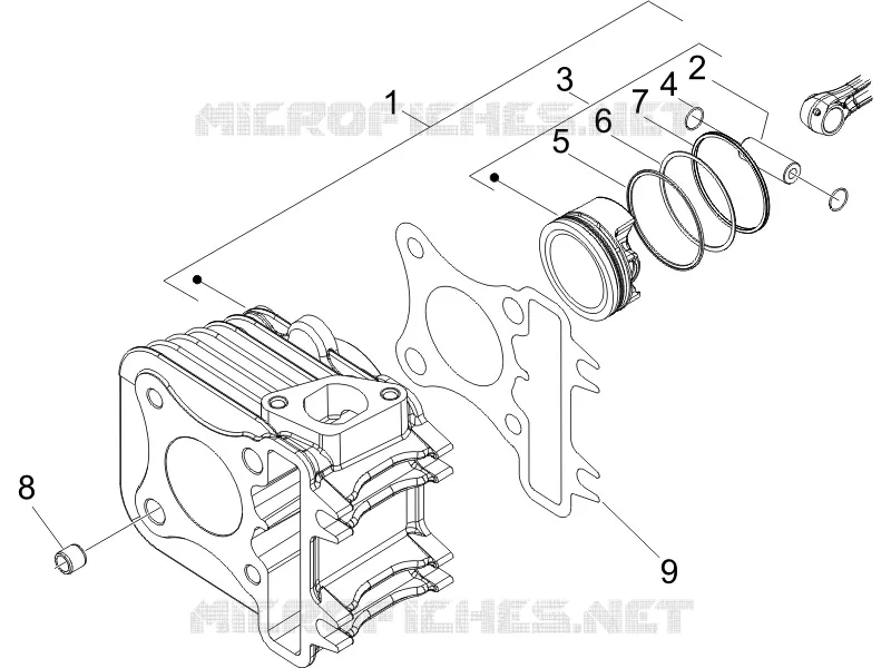 Cylinder-piston-wrist pin unit PIAGGIO PIAGGIO-SCOOTER 100 ZIP 2008  Zip 4T