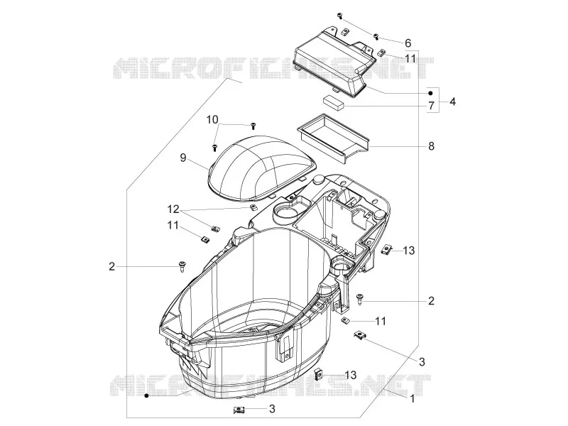 Helmet huosing - Undersaddle PIAGGIO PIAGGIO-SCOOTER 50 ZIP 2011  Zip 2T