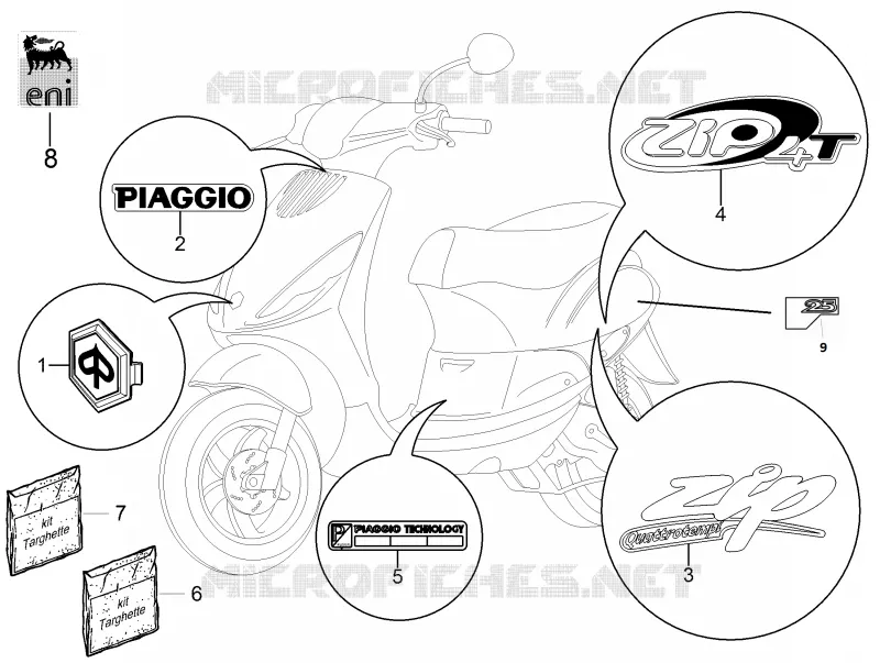 Plates - Emblems PIAGGIO PIAGGIO-SCOOTER 50 ZIP 2006  Zip 4T 25 Km-h